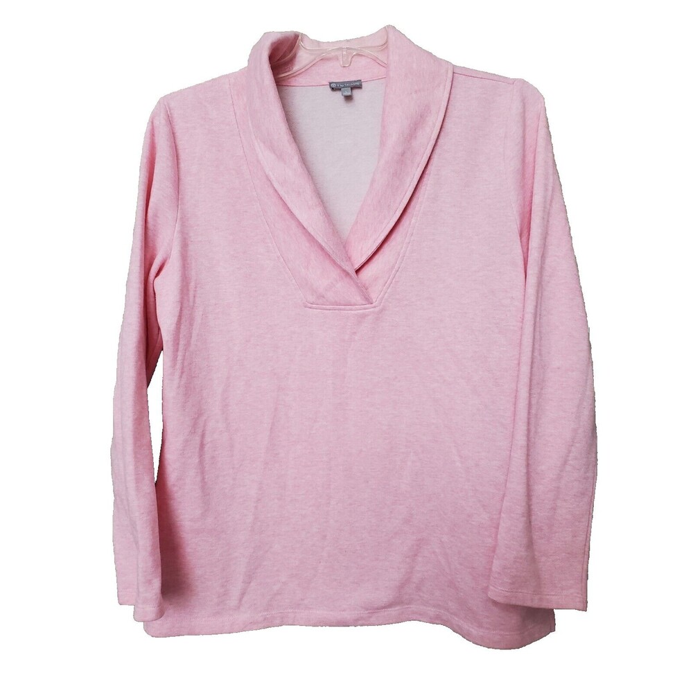 Talbots Featherweight Fleece Shawl Neck Long Sleeve Pullover Sweatshirt Size L